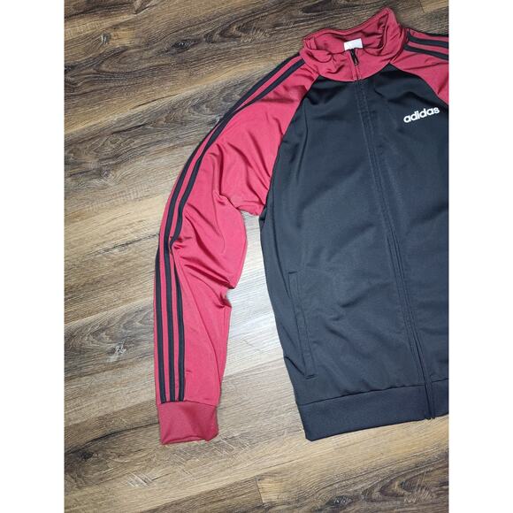 Adidas Track Jacket Medium Black/Red Three Stripe Full Zip AV1008 Clima - Picture 6 of 12